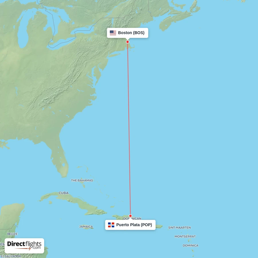 BOS - POP route map