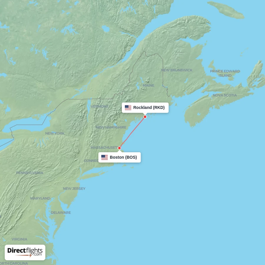 BOS - RKD route map