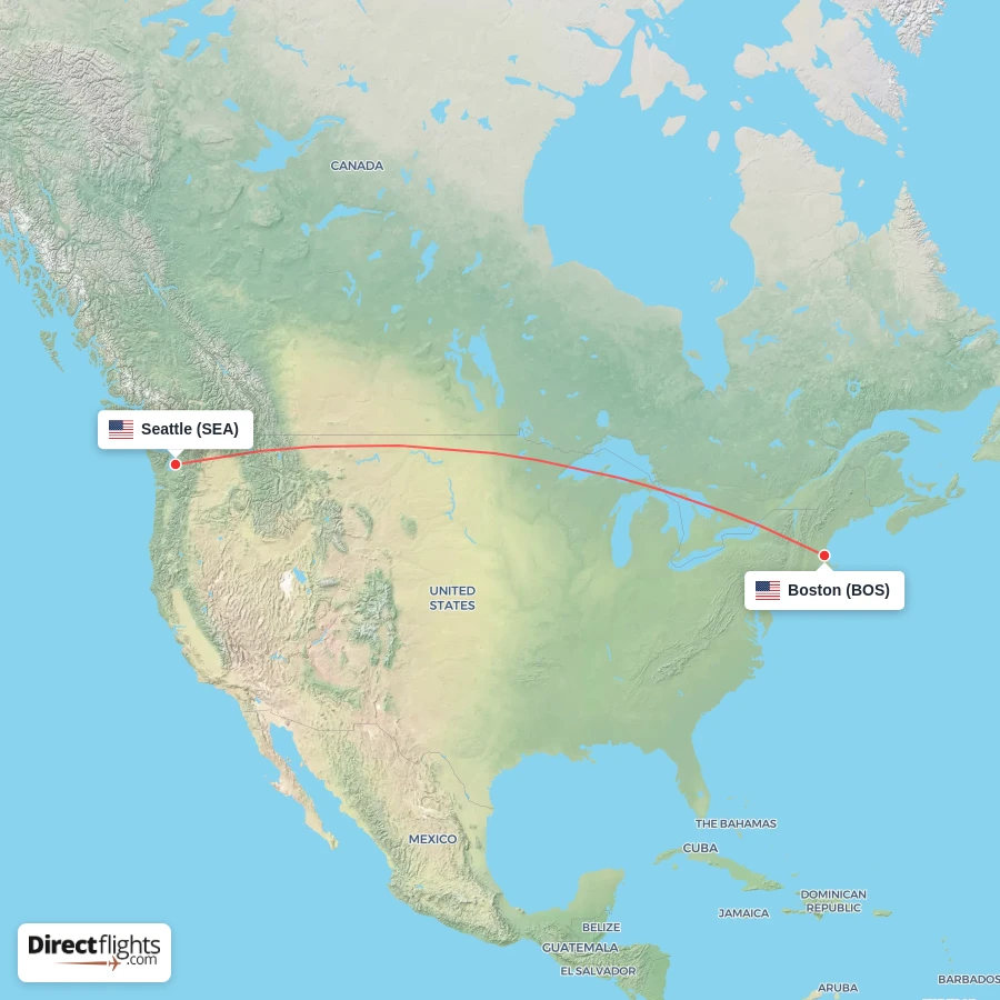 BOS - SEA route map