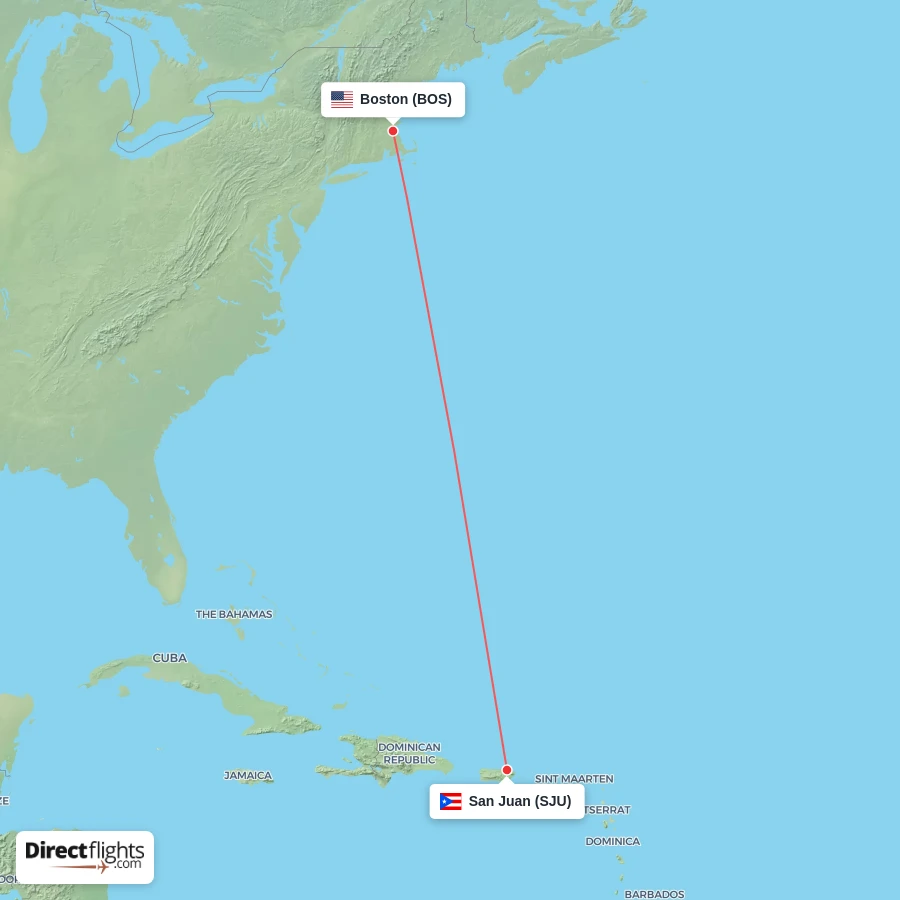 BOS - SJU route map