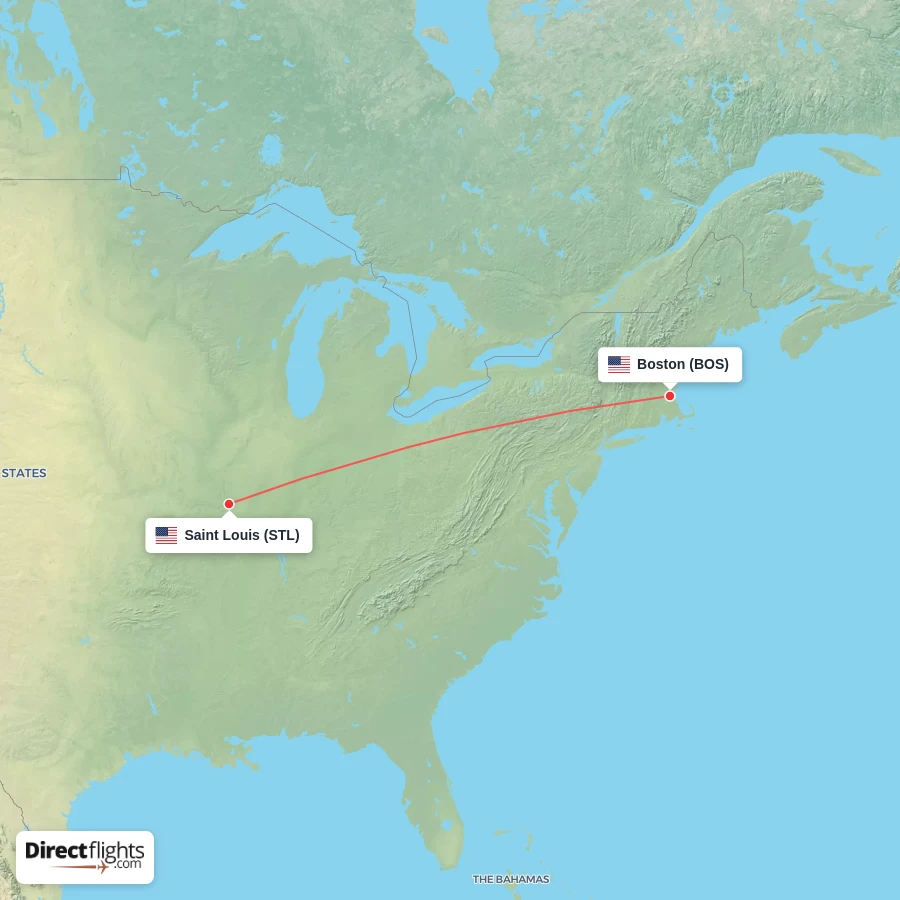 BOS - STL route map