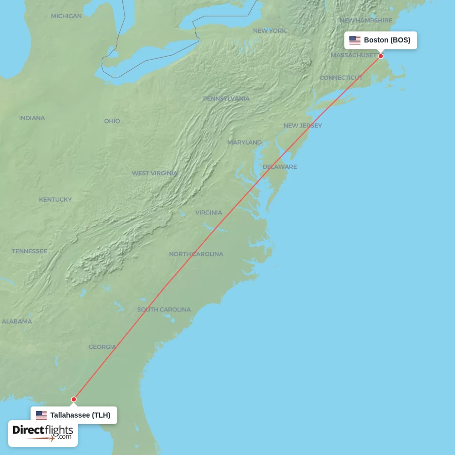 BOS - TLH route map
