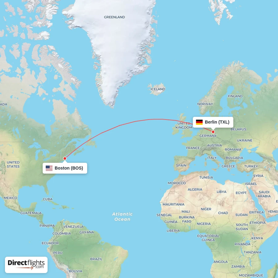 BOS - TXL route map