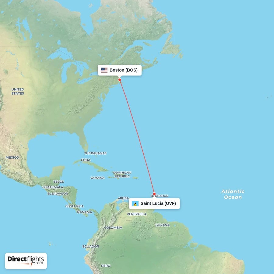 BOS - UVF route map