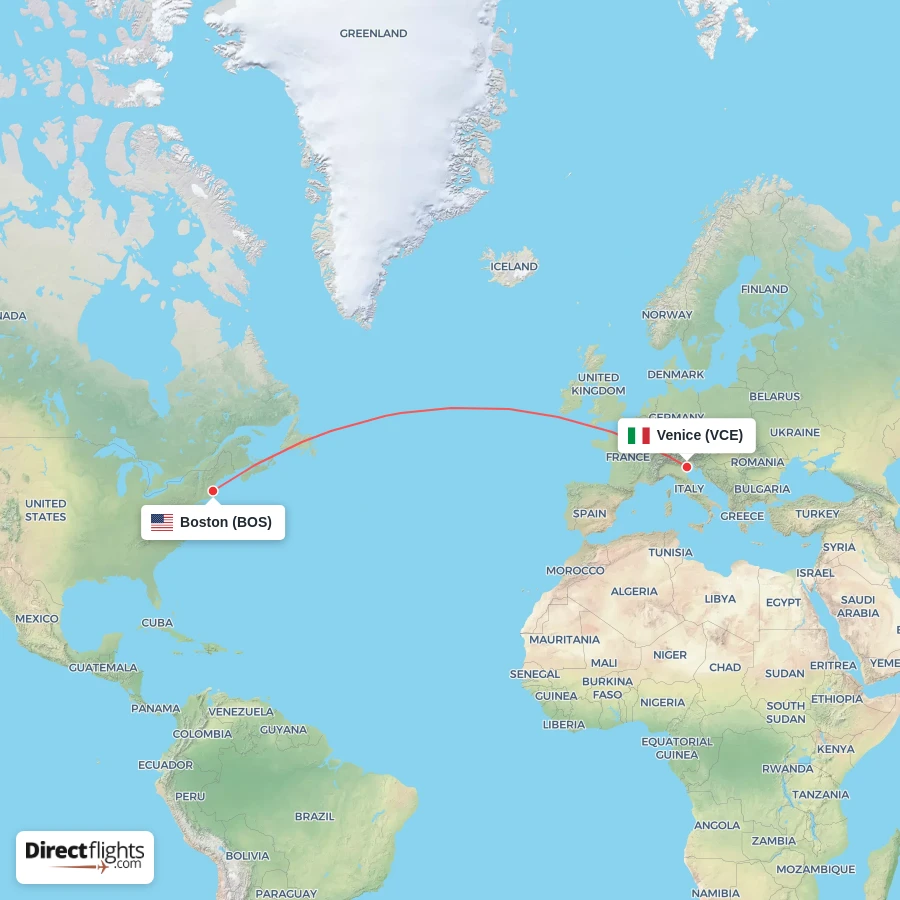 BOS - VCE route map