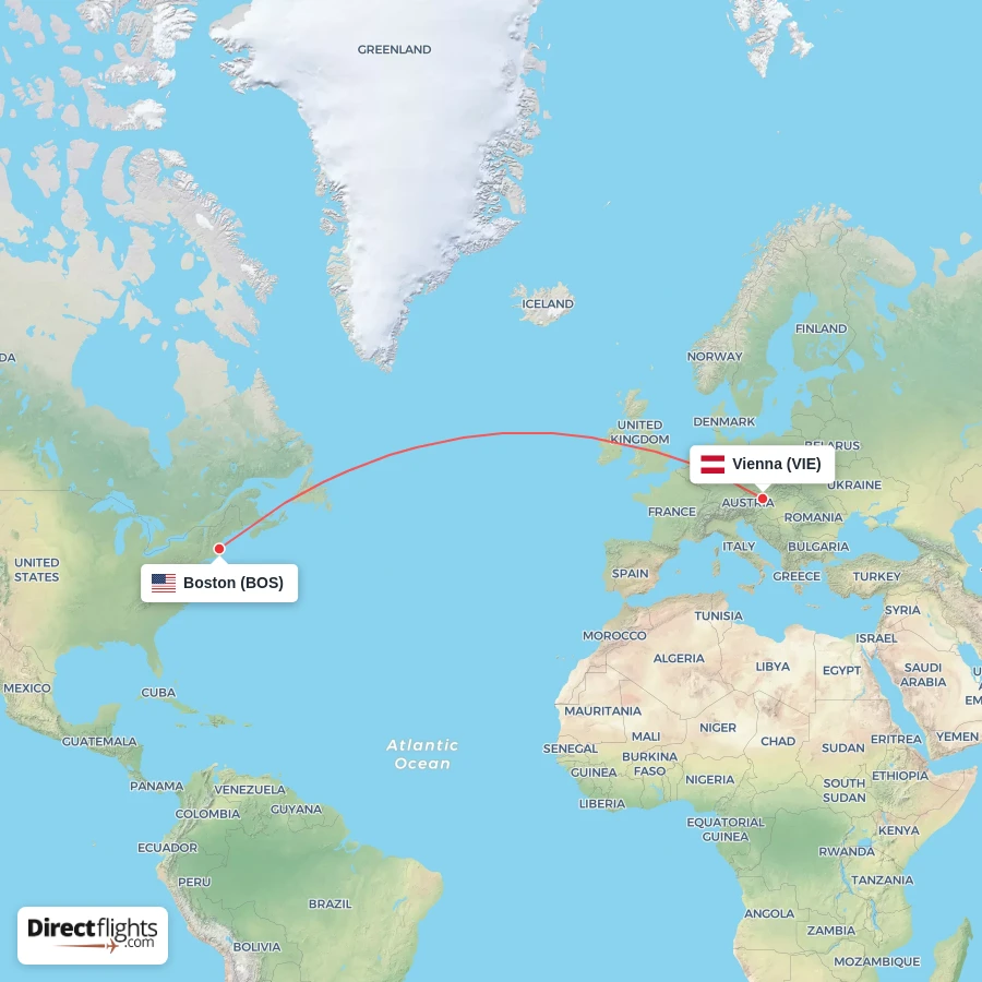 BOS - VIE route map