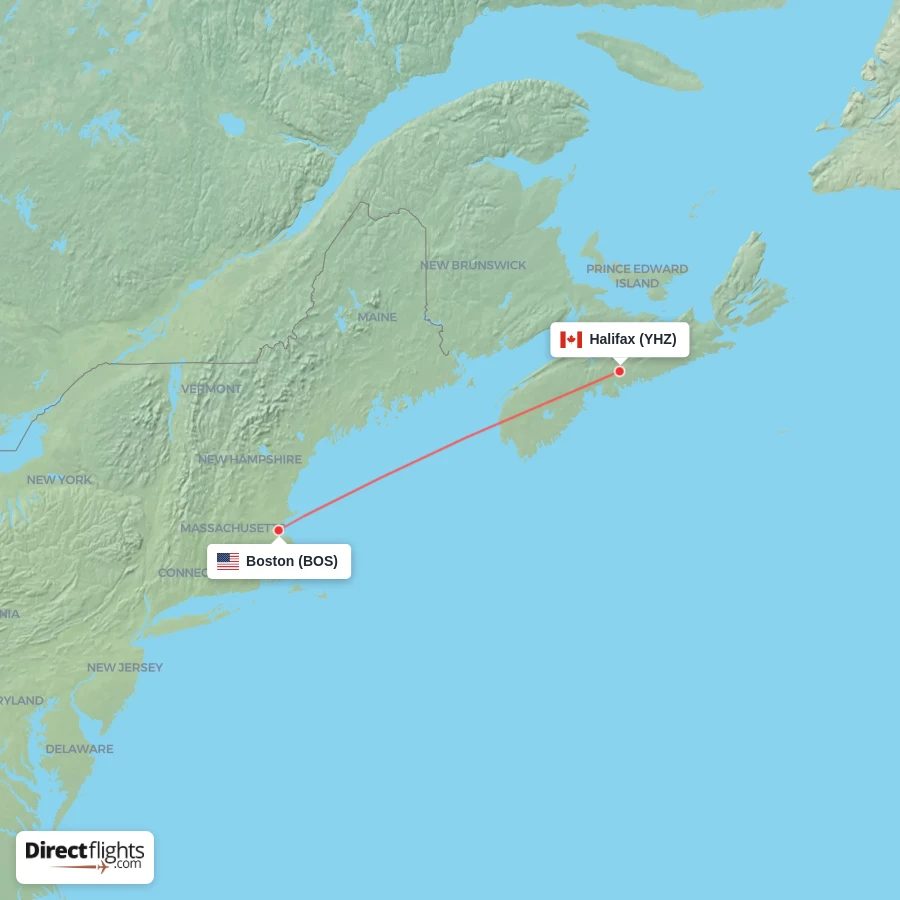 BOS - YHZ route map