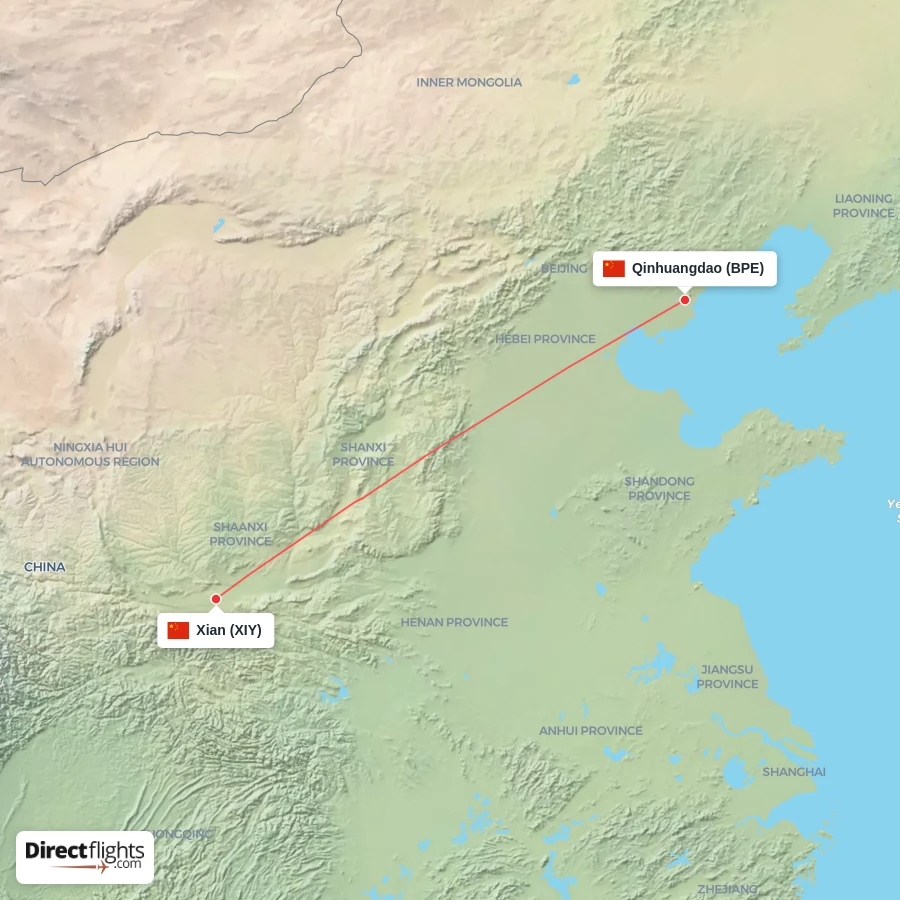 BPE - XIY route map