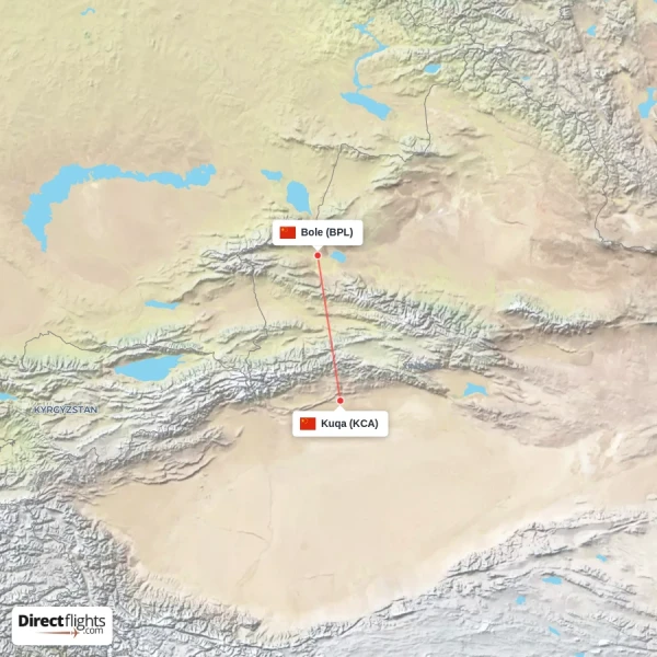 Bole - Kuqa direct flight map