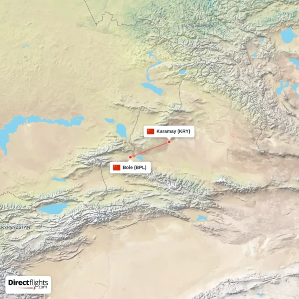 Bole - Karamay direct flight map