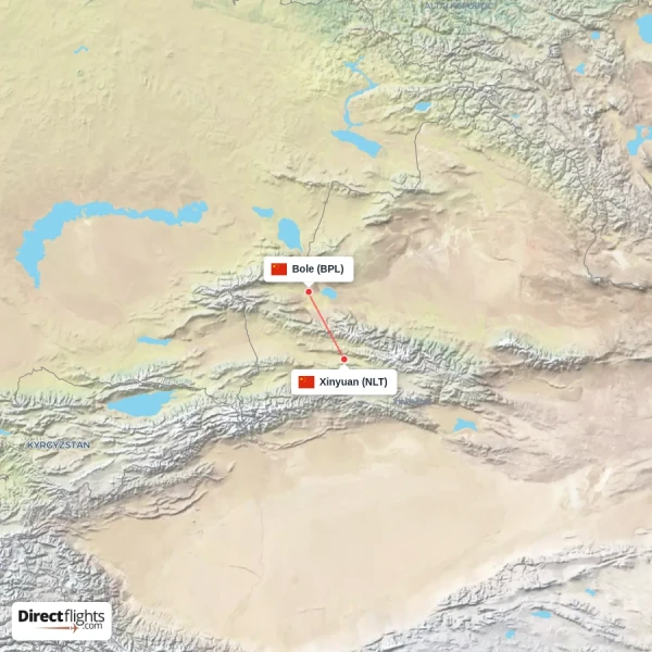 Bole - Xinyuan direct flight map