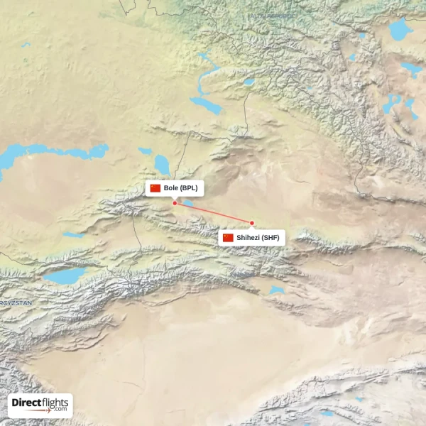 Bole - Shihezi direct flight map