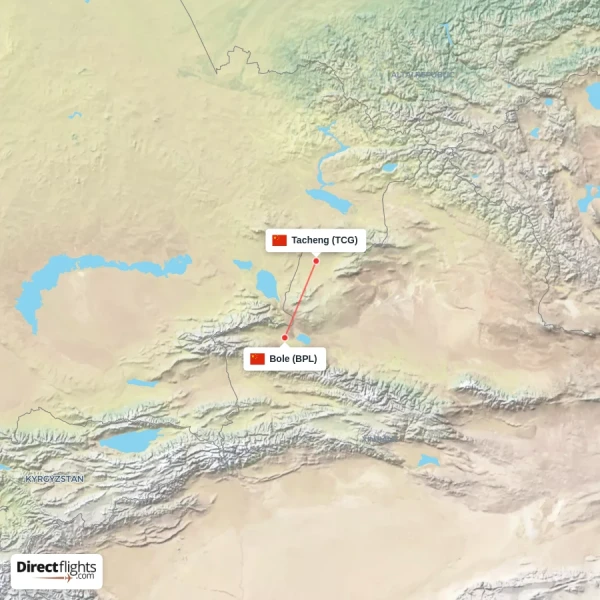 Bole - Tacheng direct flight map