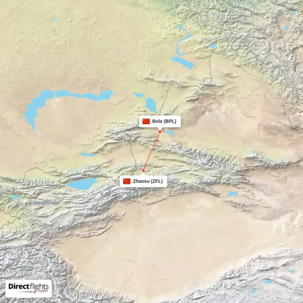 Bole - Zhaosu direct flight map