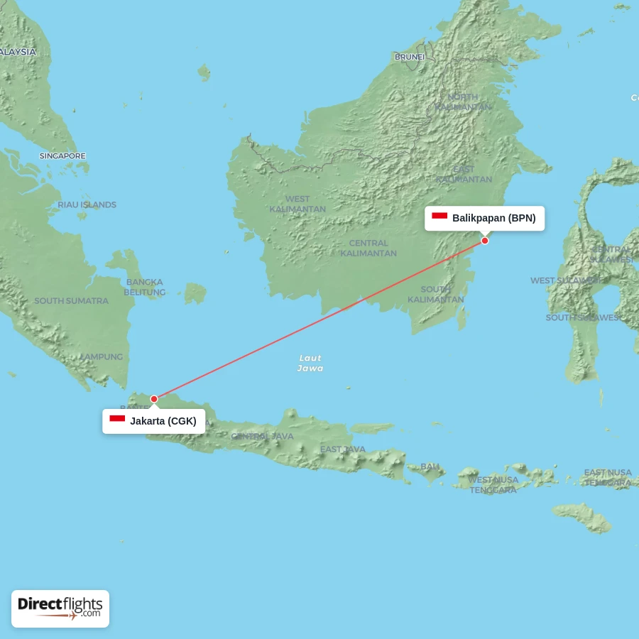 BPN - CGK route map