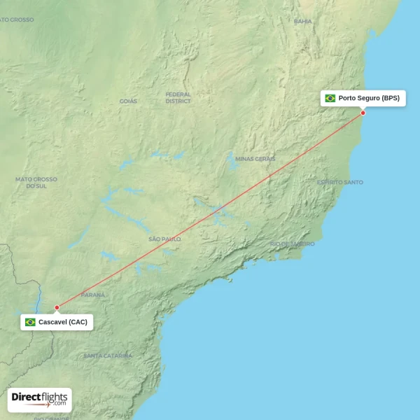 Porto Seguro - Cascavel direct flight map