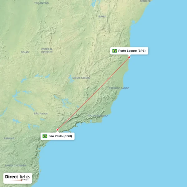 Porto Seguro - Sao Paulo direct flight map