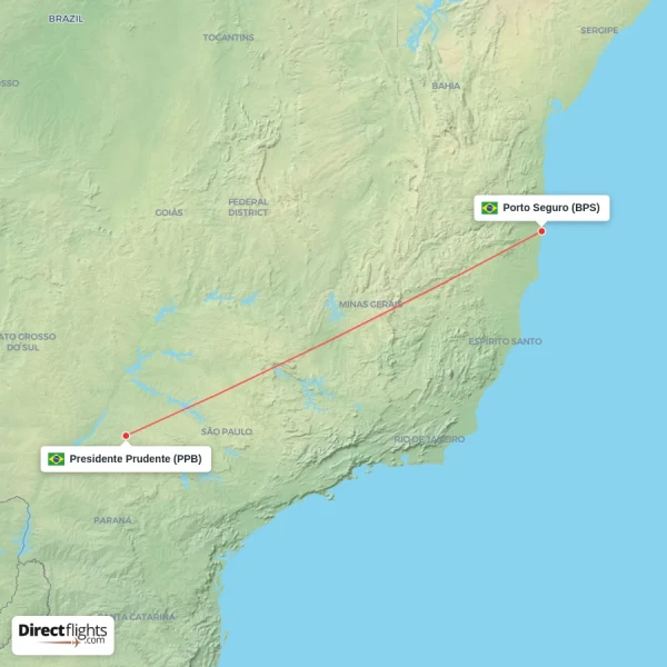 Porto Seguro - Presidente Prudente direct flight map