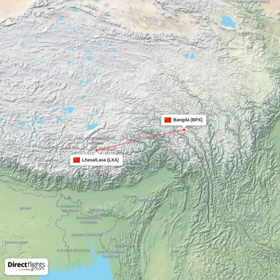 BPX - LXA route map