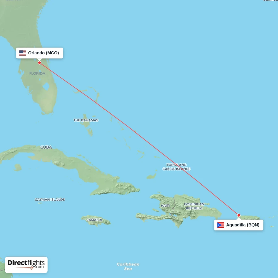 BQN - MCO route map