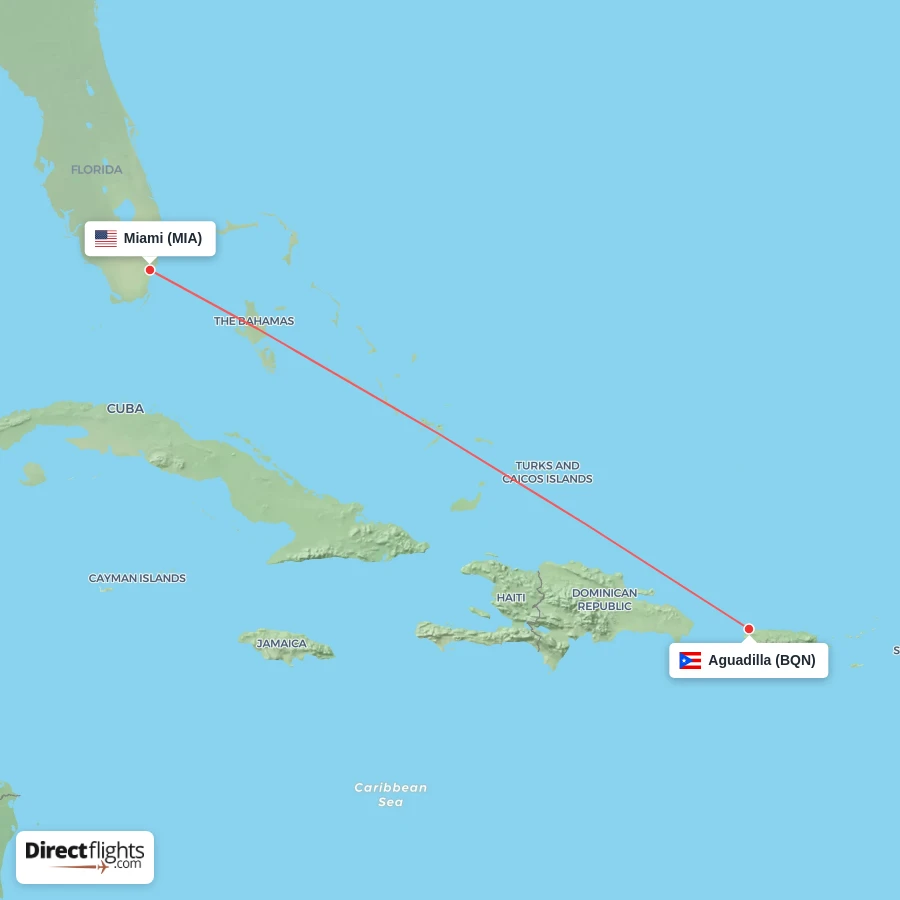 BQN - MIA route map