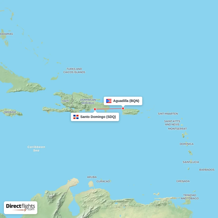 BQN - SDQ route map