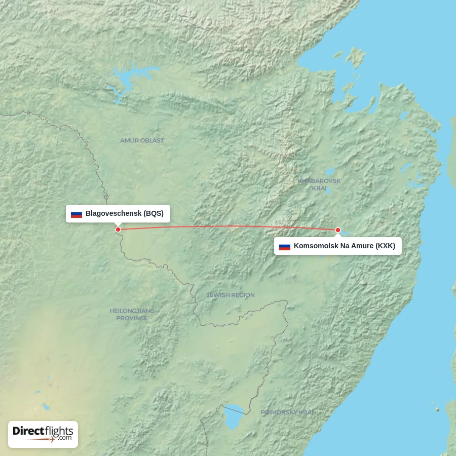 BQS - KXK route map