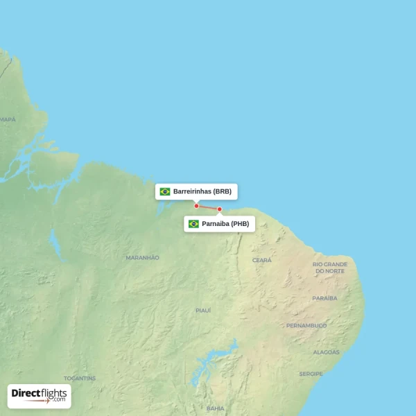 Barreirinhas - Parnaiba direct flight map