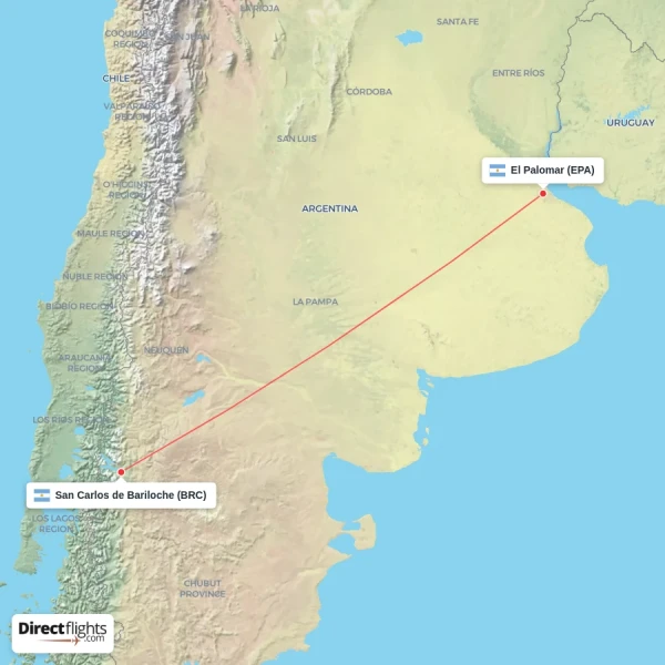 San Carlos de Bariloche - El Palomar direct flight map