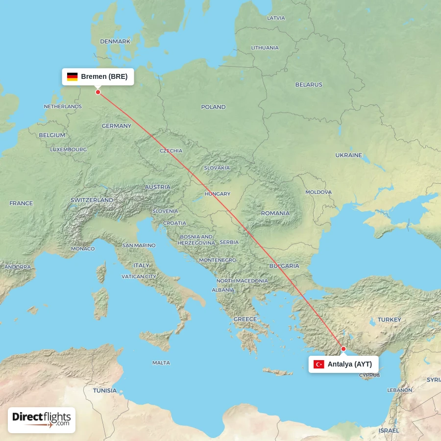 BRE - AYT route map