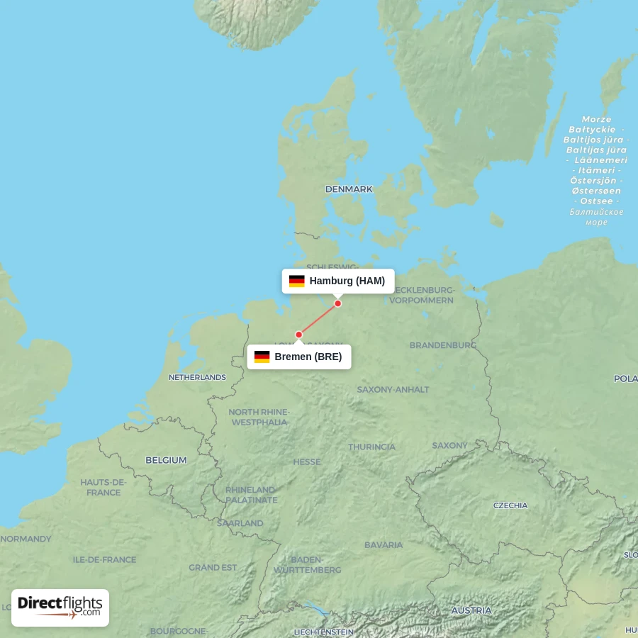 BRE - HAM route map