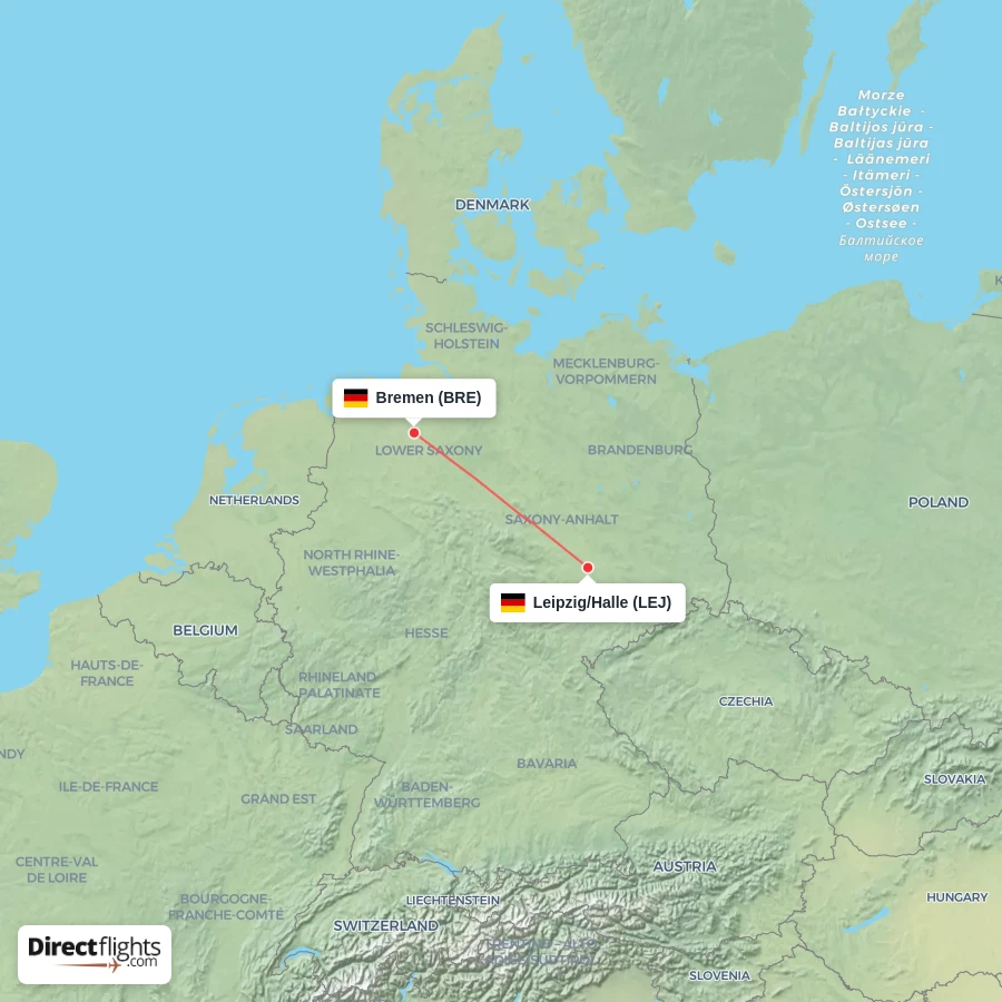 BRE - LEJ route map