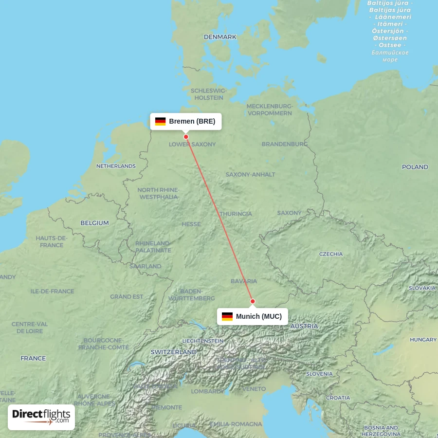 BRE - MUC route map