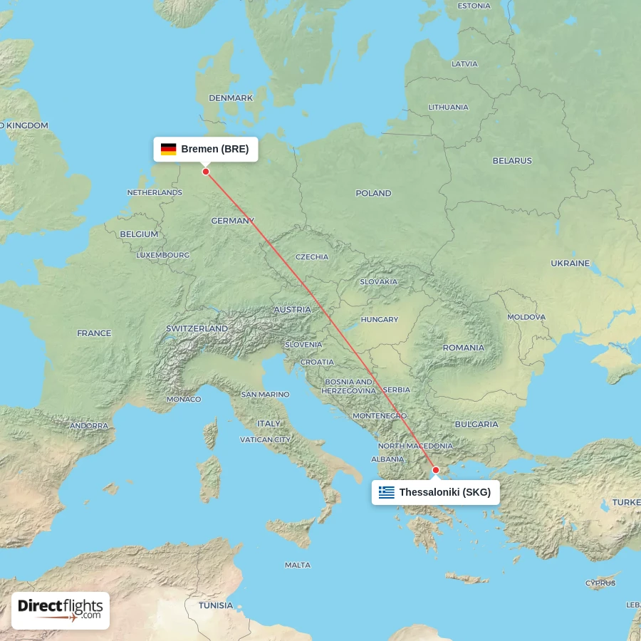 BRE - SKG route map