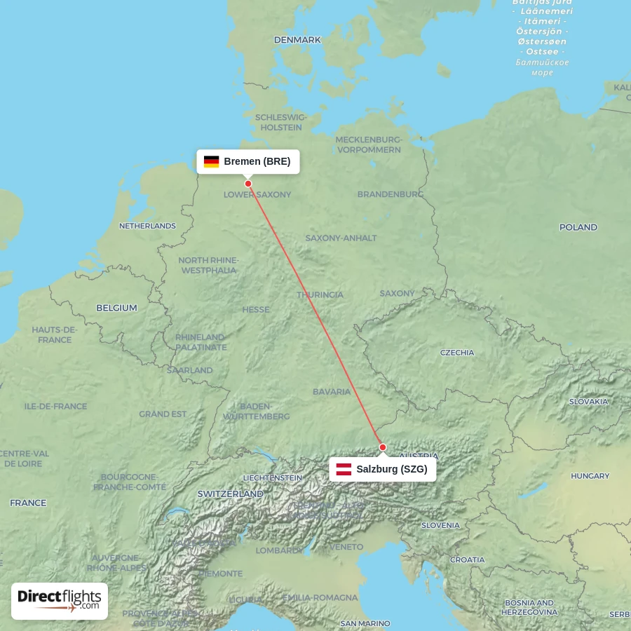 BRE - SZG route map