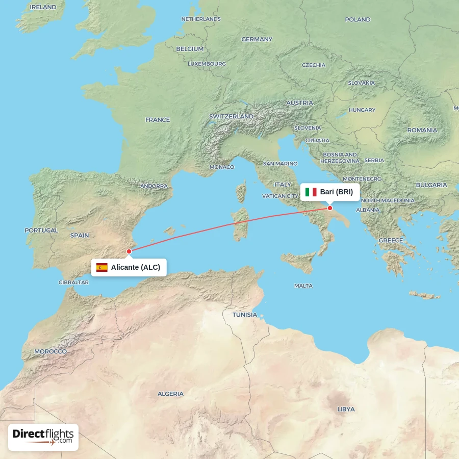 BRI - ALC route map