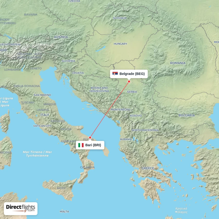 BRI - BEG route map