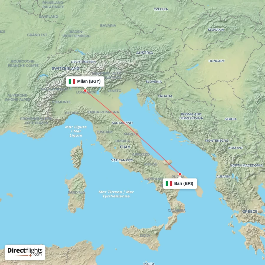 BRI - BGY route map