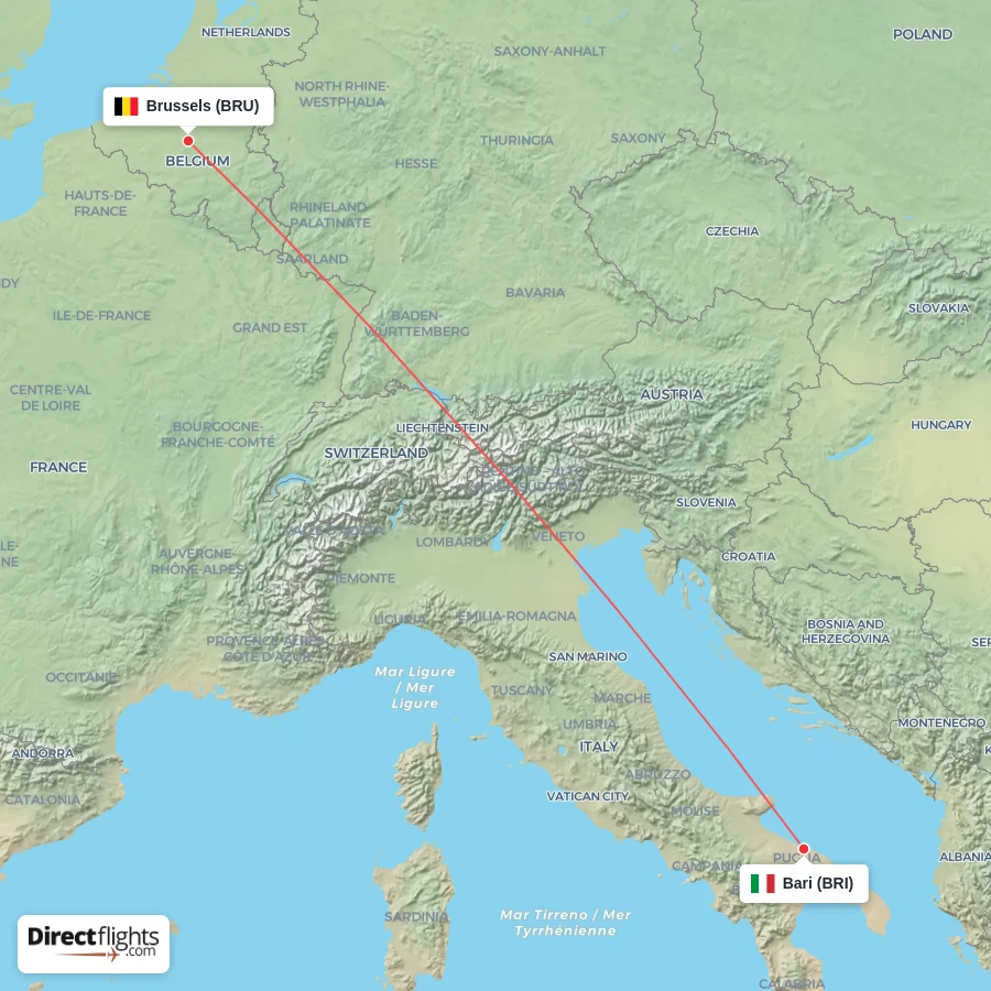 BRI - BRU route map