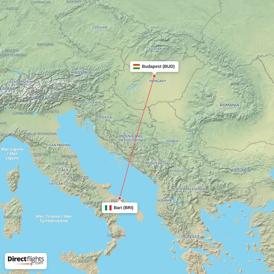 BRI - BUD route map