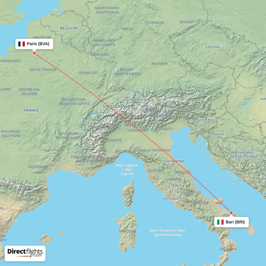 BRI - BVA route map