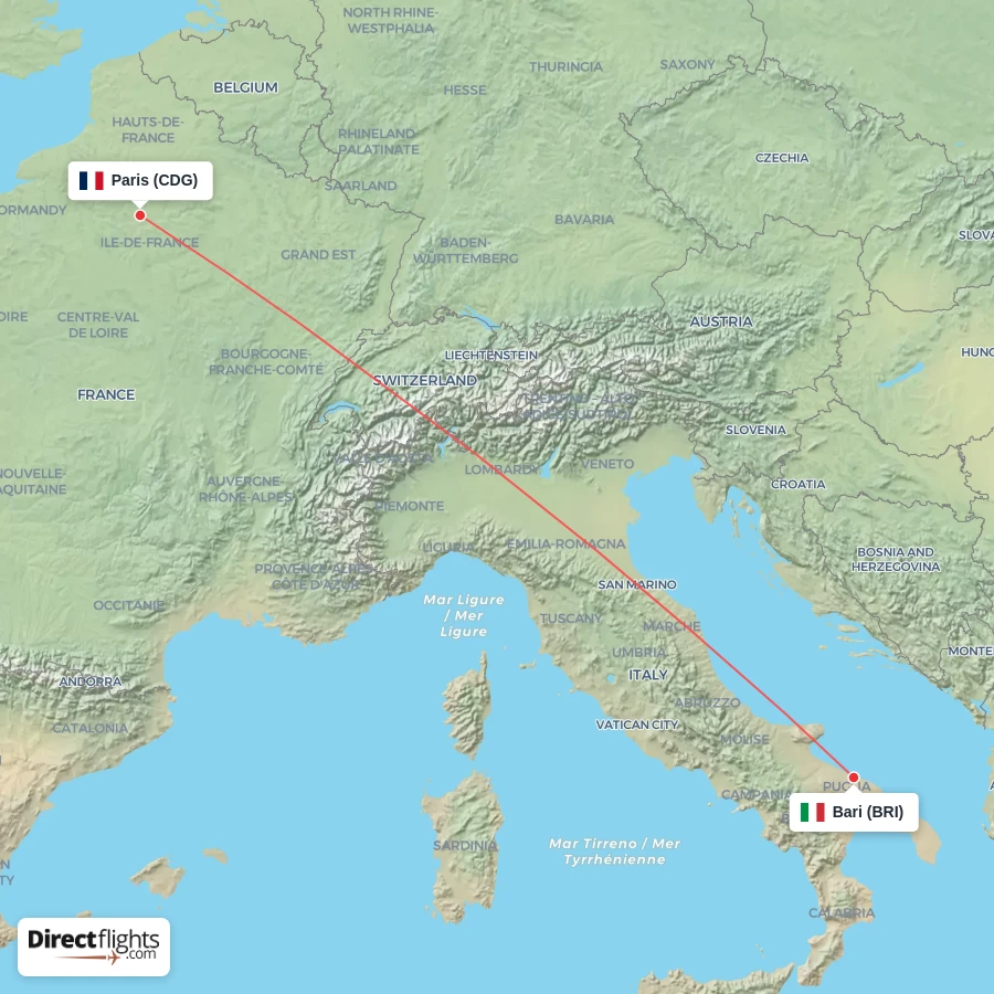 BRI - CDG route map