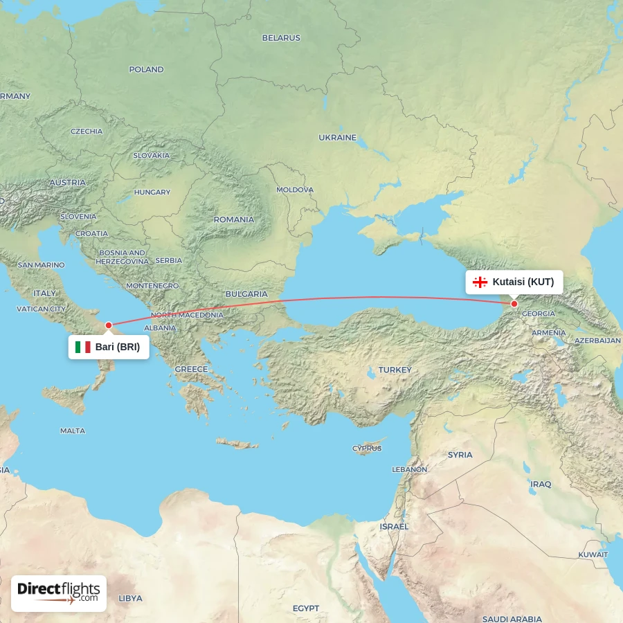 BRI - KUT route map