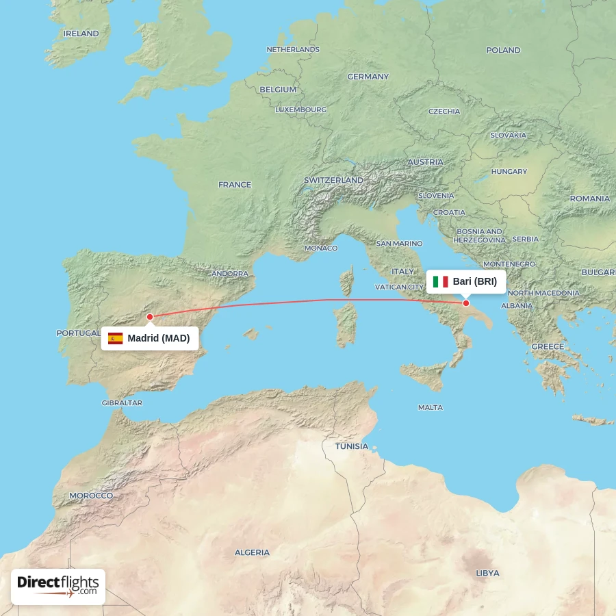 BRI - MAD route map