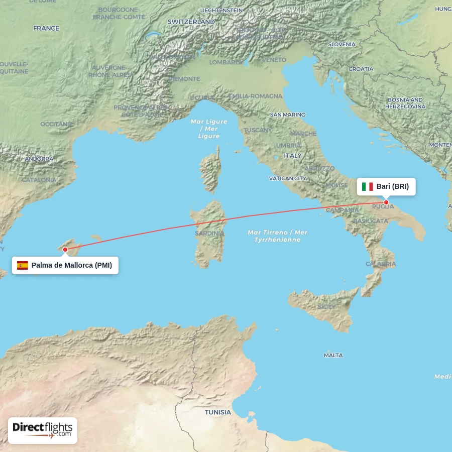 BRI - PMI route map