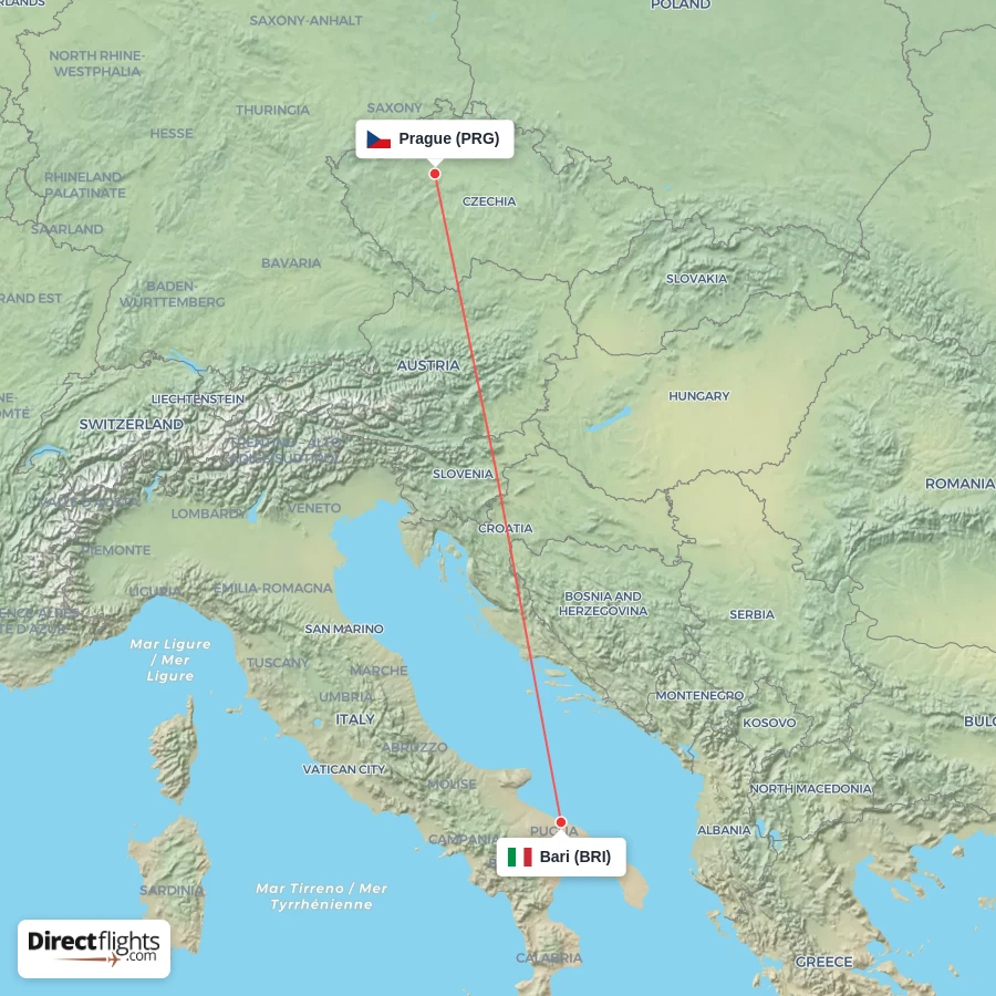 BRI - PRG route map