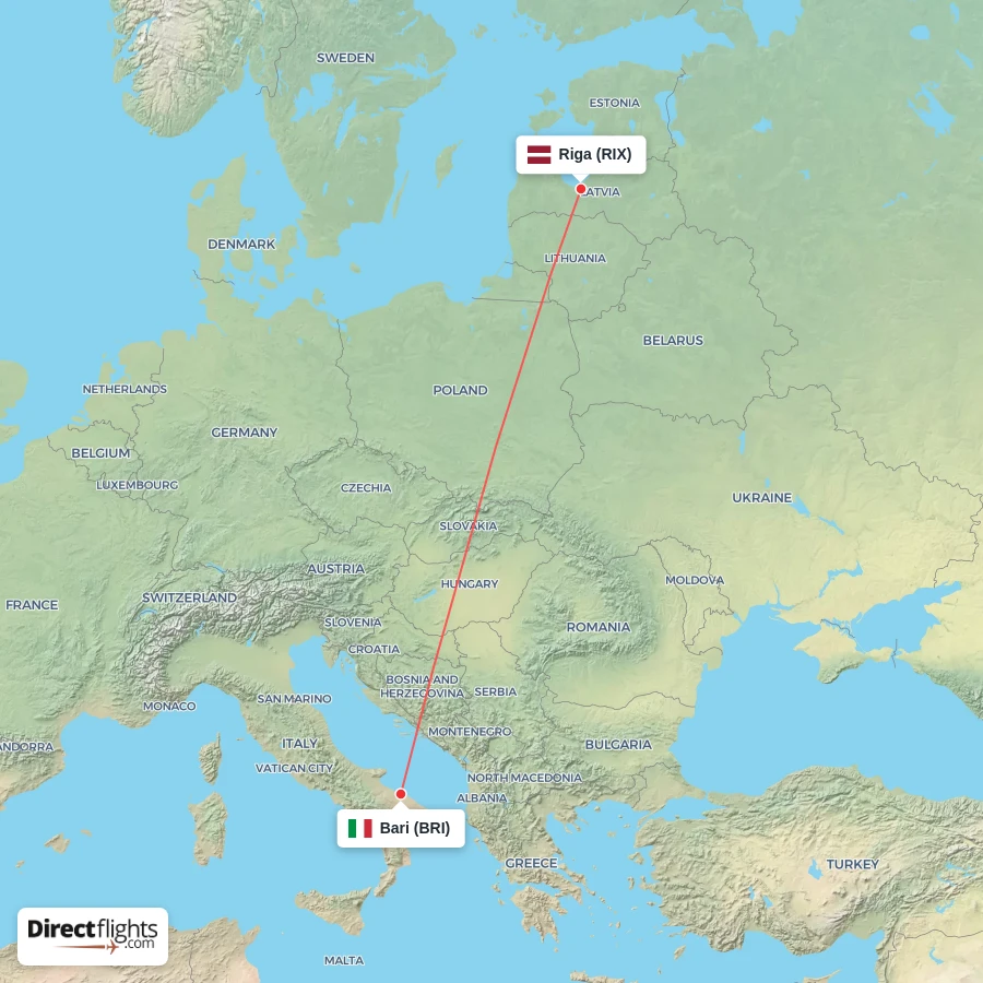 BRI - RIX route map