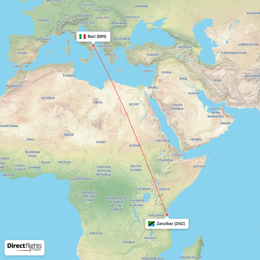 BRI - ZNZ route map