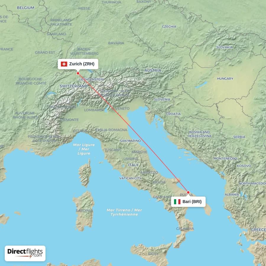 BRI - ZRH route map