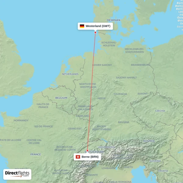 Berne - Westerland direct flight map